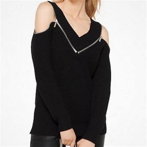 michael kors zipper arms sweater|michael michael kors cold shoulder zip sweater .